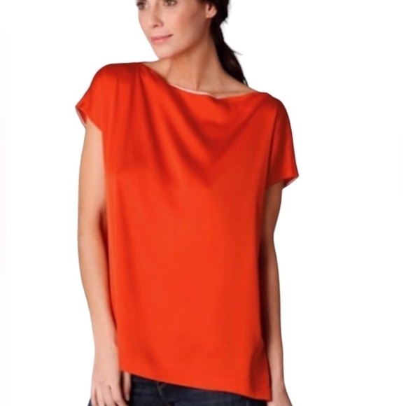 VINCE Silk Keyhole Button Back Blouse Top Size XS in Orange - Picture 1 of 14